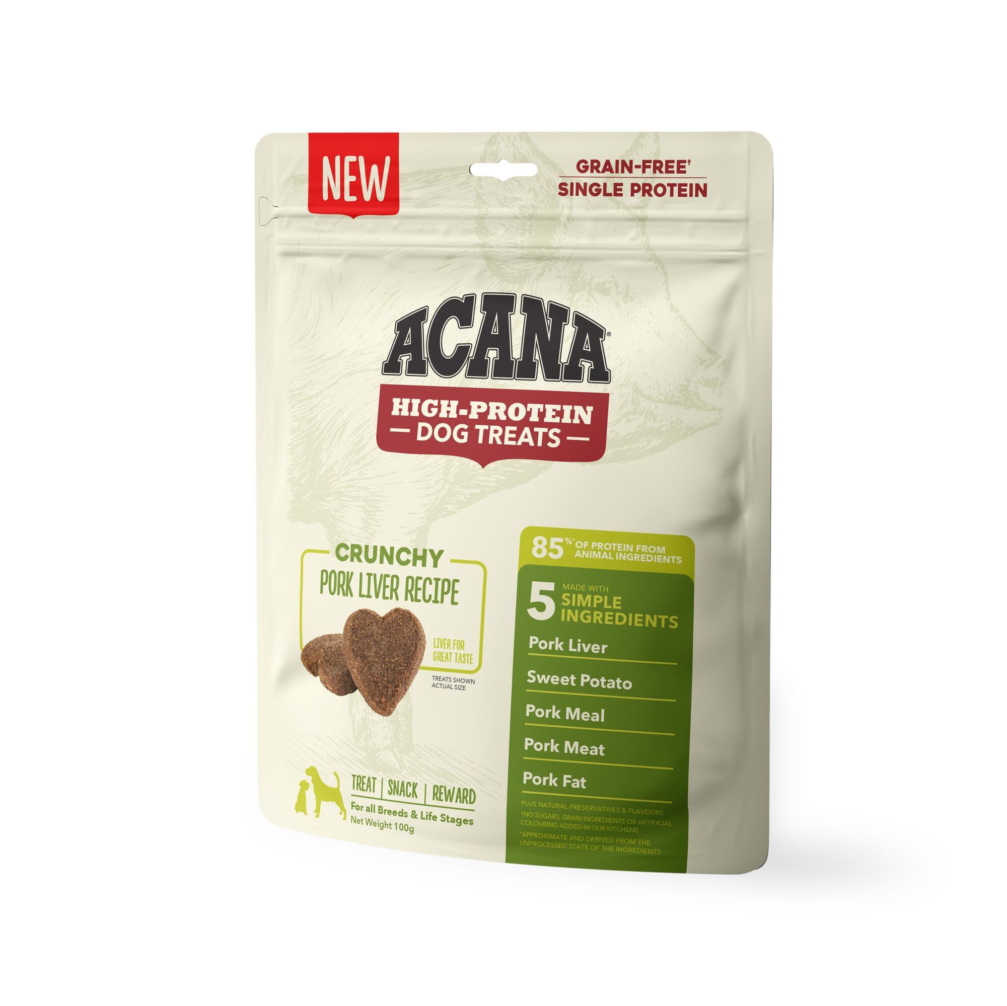 Acana - Friandises Crunchy au Foie et au Porc pour Chien - 100g