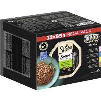 Sheba Multipack Mega-Pack Sauce Collection Fine variété MSC 32 x 85 g