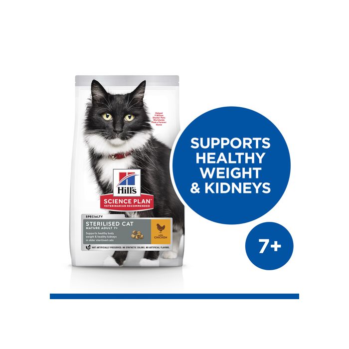 Hill's Science Plan Mature Adult Sterilised Cat Croquettes Pour Chat Agé Stérilisé Au Poulet 10kg
