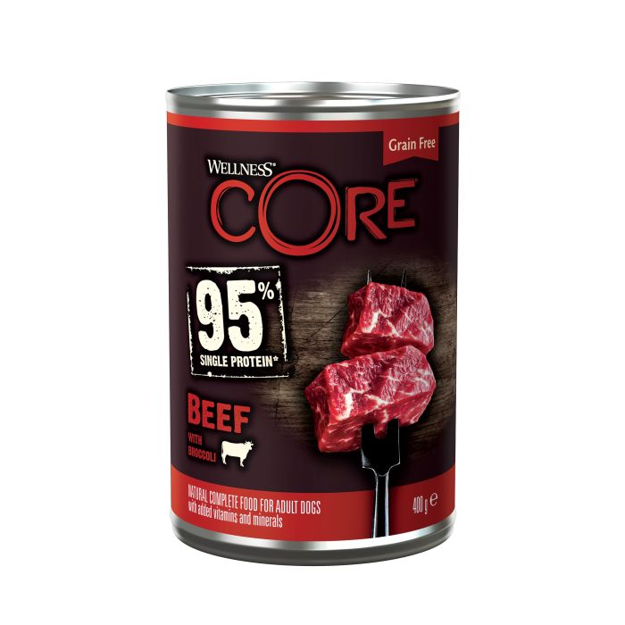 Wellness Core Grain Free Can 95% Single Protein Boeuf & Broccoli Pour Chien 400g