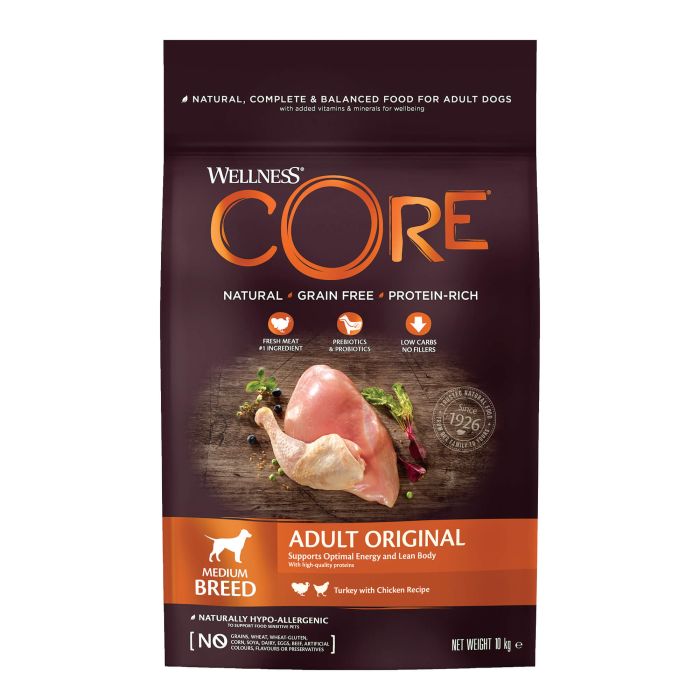 Wellness Core Grain Free Dinde Original Adult Medium Breed Pour Chien 10kg