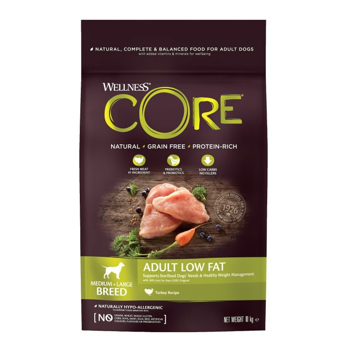 Wellness Core Grain Free Adult Low Fat Dinde Medium/large Breed 10kg