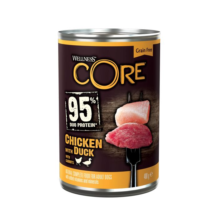 Wellness Core Grain Free Can 95% Singel Protein Poulet & Canard Pour Chien 400g