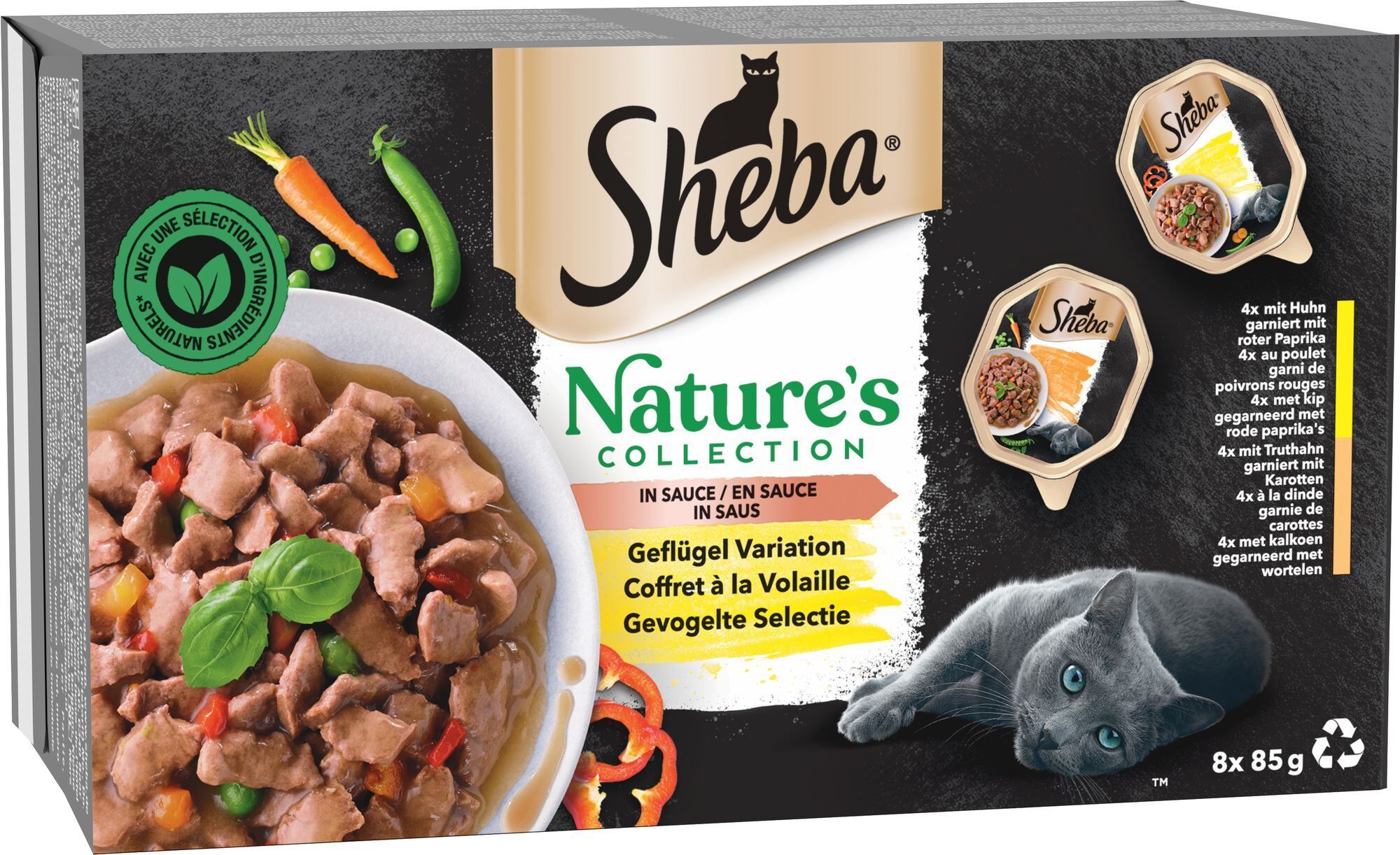 Sheba - Repas Nature's à la Volaille en Sauce pour Chat Adulte - 8x85g