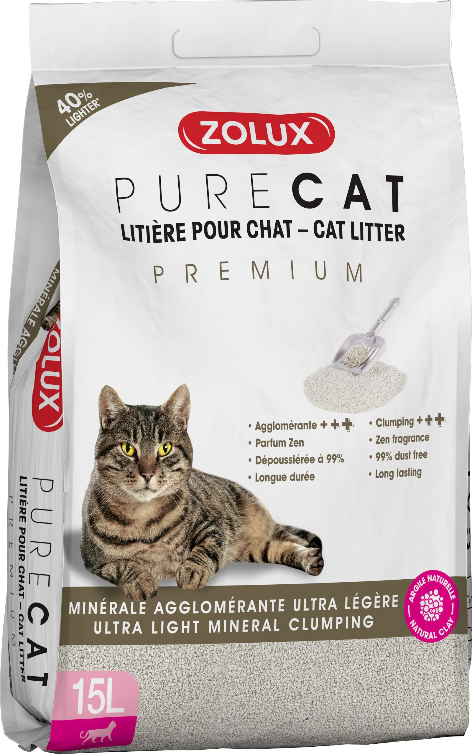 Zolux - Litière Purecat Agglomérante Premium - 15L