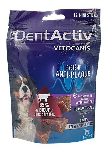Vetocanis - Mini Sticks Dentactiv au Boeuf pour Chiens - x12
