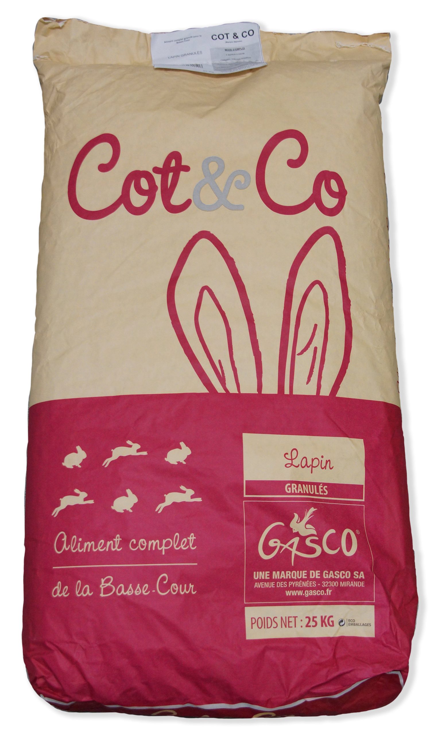 Gasco Cot&Co - Aliment Complet pour Lapins Fermiers - 25Kg