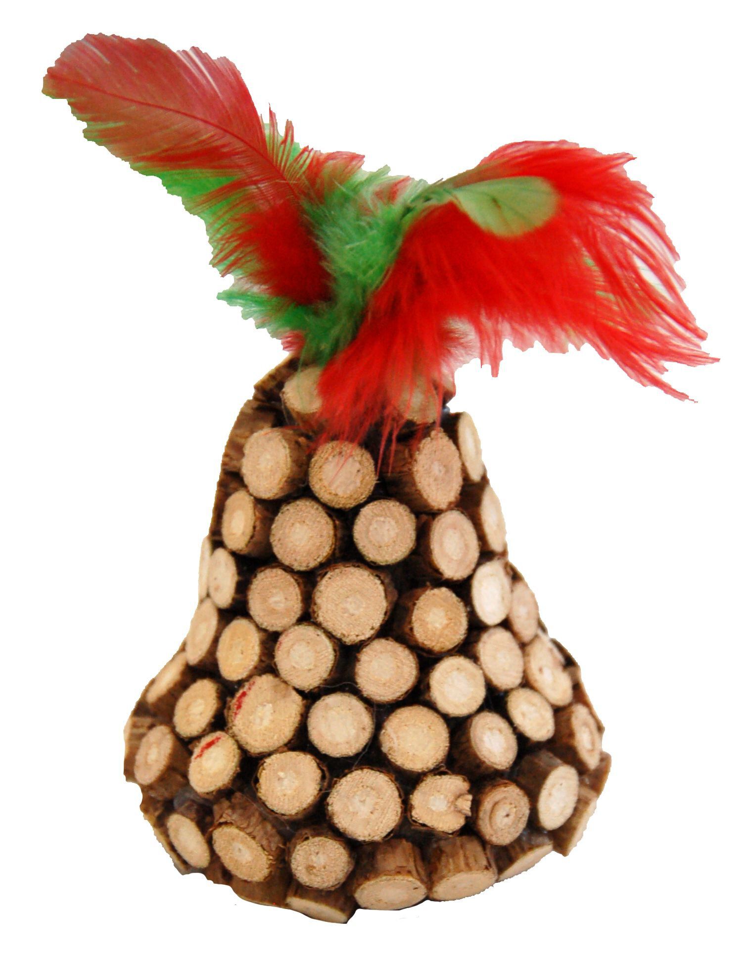 Wouapy - Jouet Cloche en Bois avec Plumes pour Chat