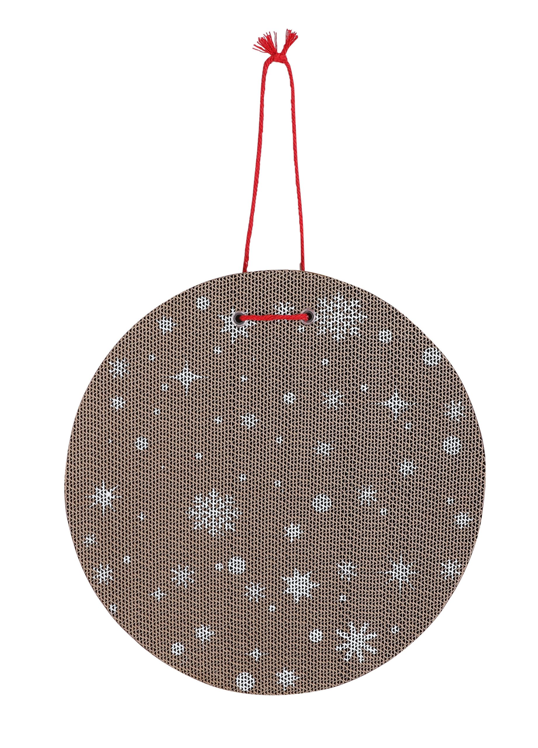 Wouapy - Griffoir Noël Rond Imprimé Flocons pour Chat - 33cm