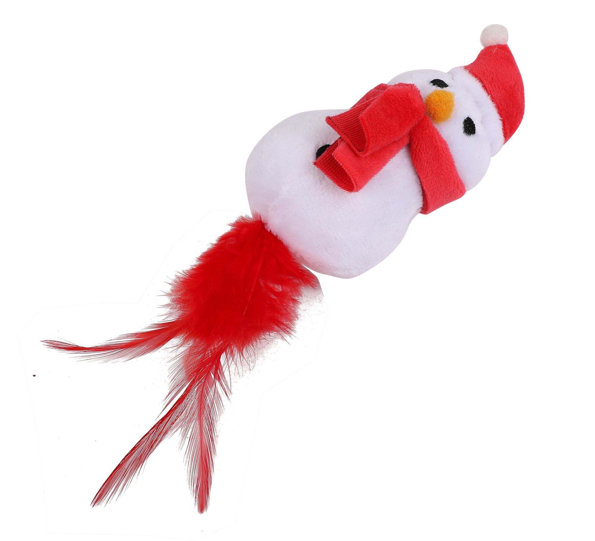 Wouapy - Jouet Bonhomme de Neige avec Plumes pour Chat - 12cm