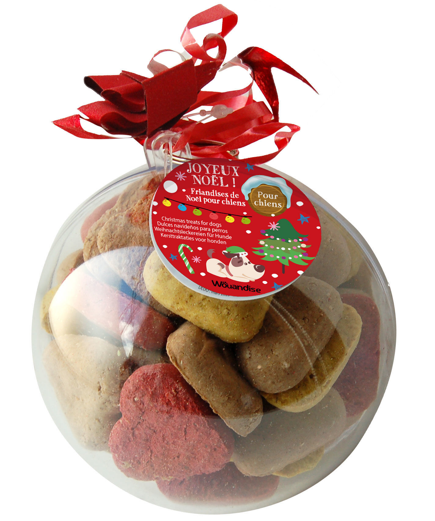 Wouapy - Boule Friandises Canibull Noël à la Viande pour Chien - 205g