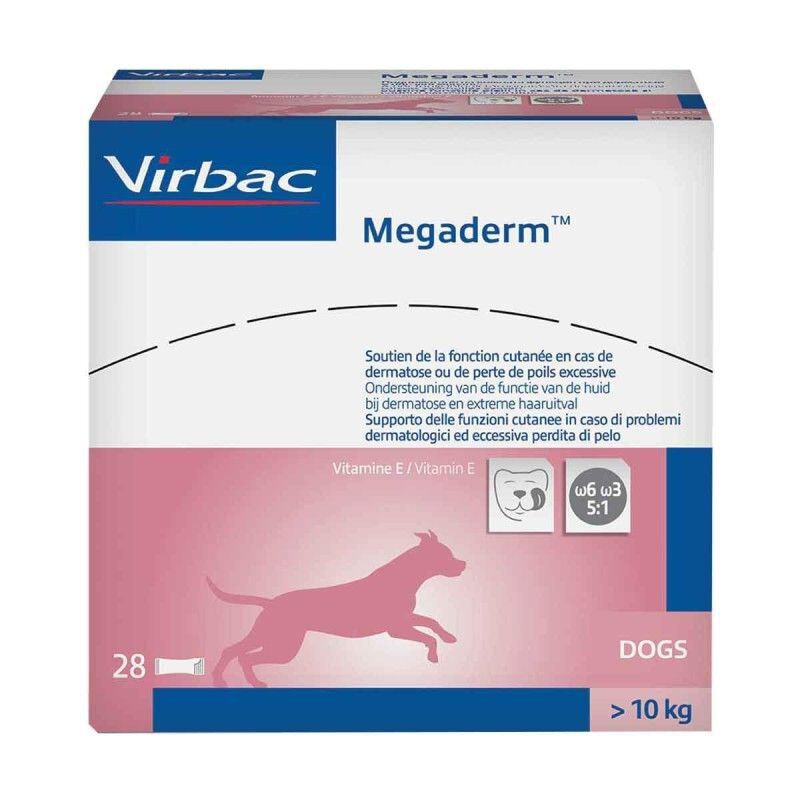 Virbac - Emulsion Buvable Megaderm Allergies Cutanées pour Chiens de plus de 10Kg - 28x8ml