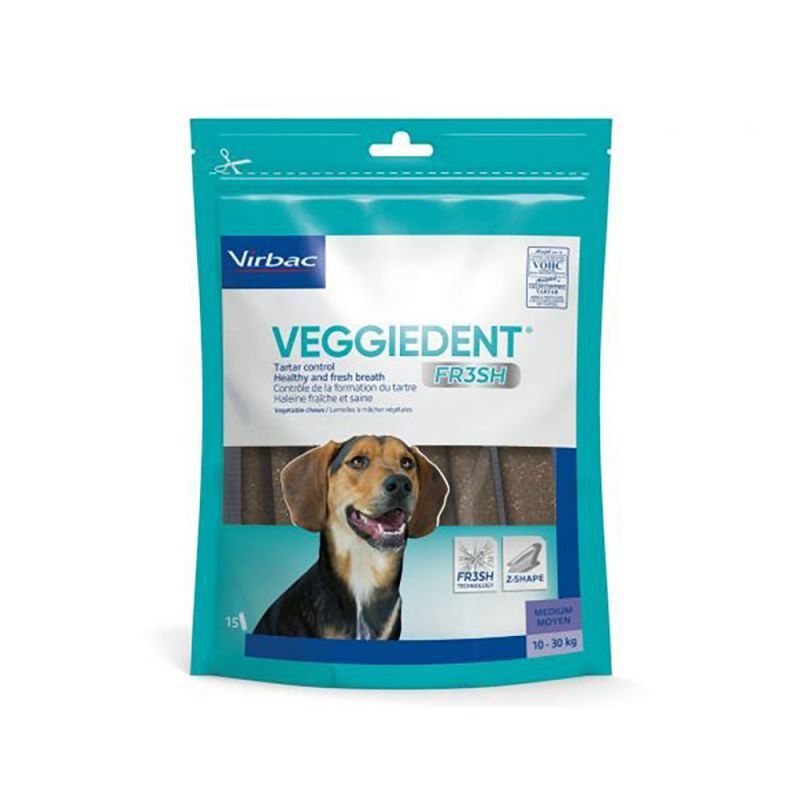 Virbac - Lamelles Veggiedent Fresh pour Chiens Moyens - x15