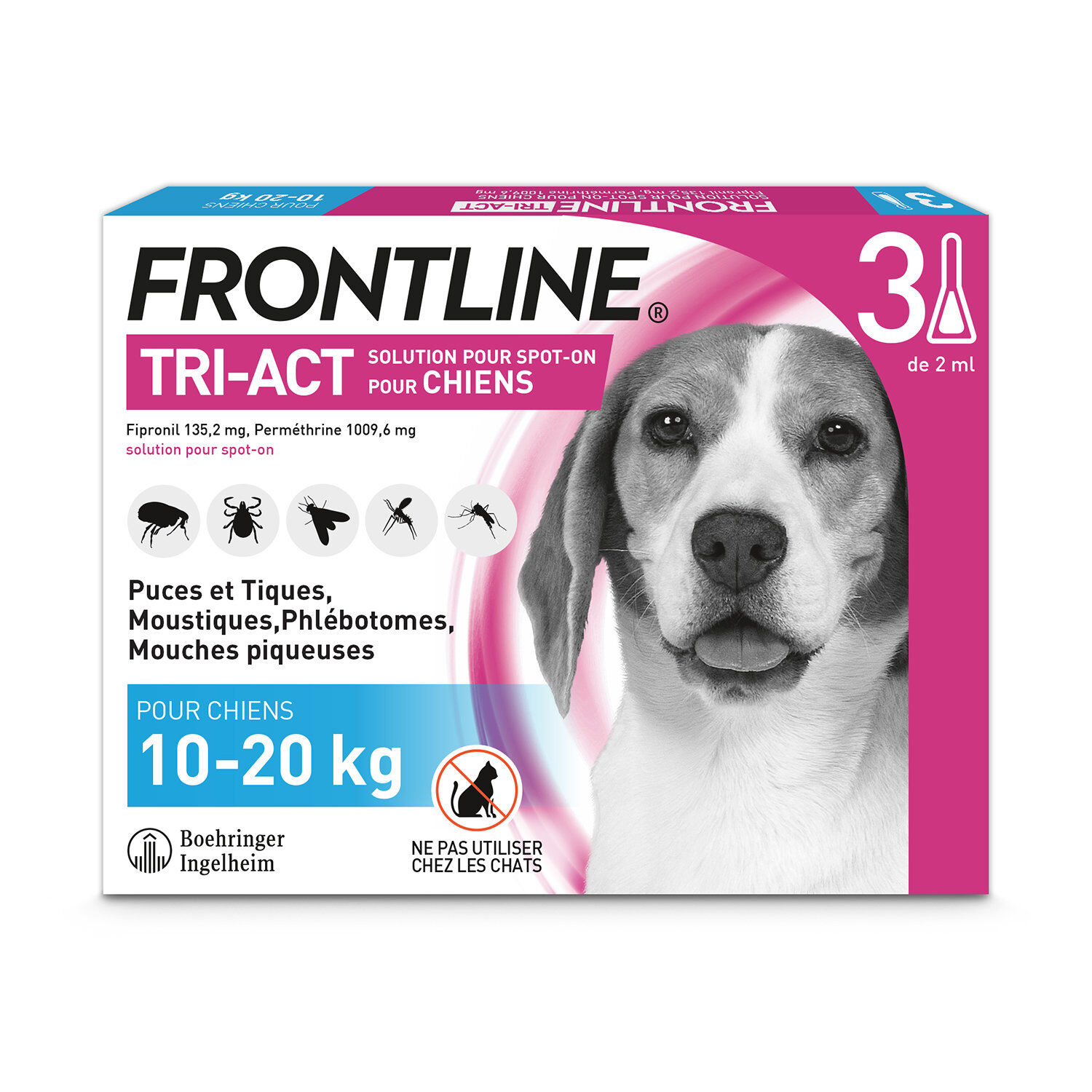 Frontline - Pipette Antiparasitaire Tri-Act pour Chien de 10 à 20Kg - 3x2ml