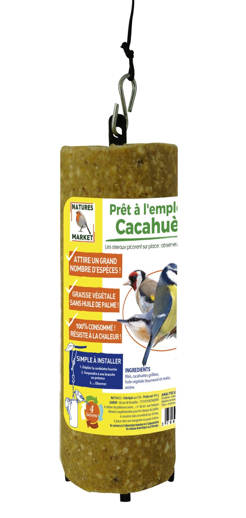 Natures Markets - Graisse Végétale aux Cacahuètes pour Oiseaux du Ciel - 440g