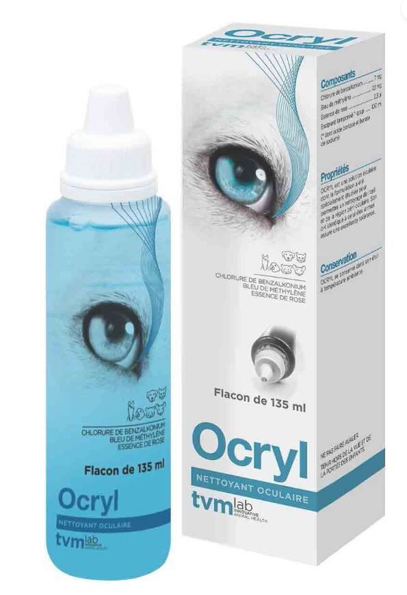 TVM - Lotion Oculaire Stérile Ocryl Pour tous les Animaux - 135ml