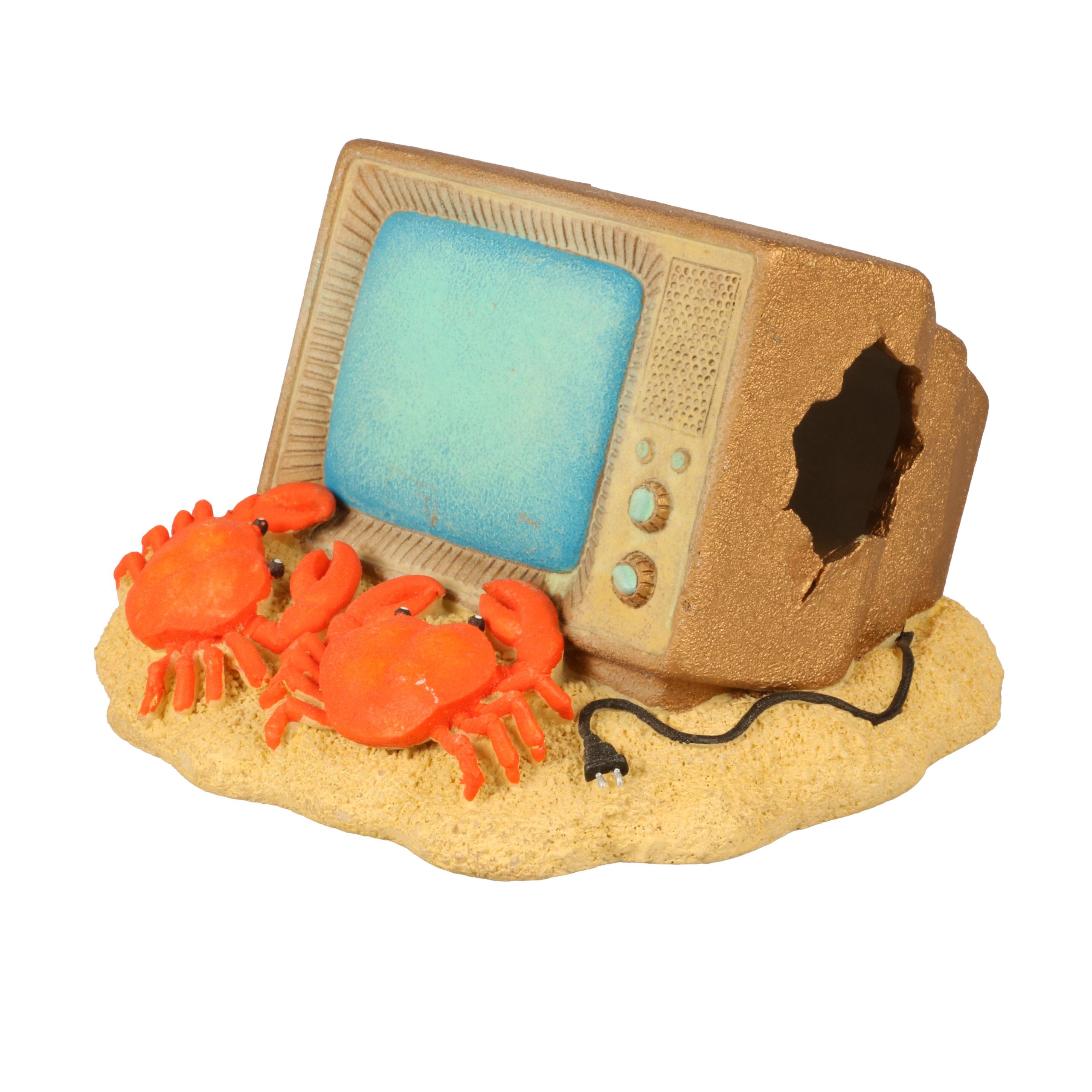 Aquadella - Décoration Télévision Phosphorescente pour Aquarium - 12x11.5x8cm