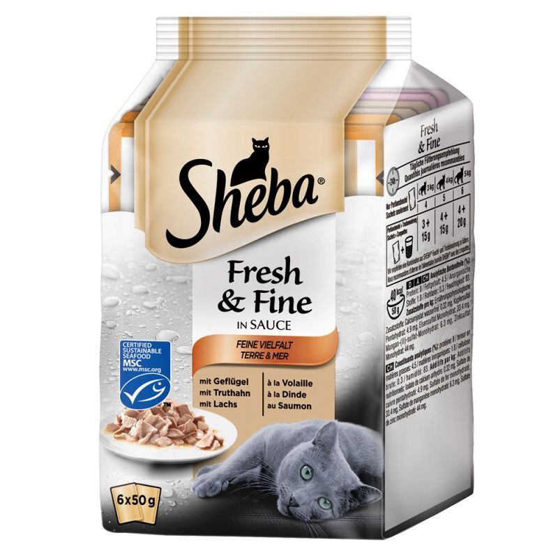 Sheba - Sachets Délices du Jour en Sauce Terre et Mer pour Chat - 6x50g