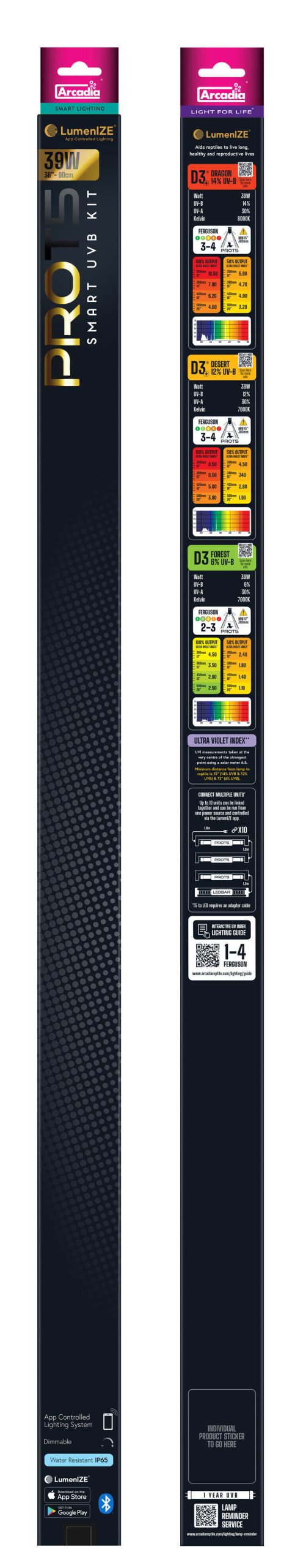 Arcadia - Luminaire Pro T5 Uvb Kit D3 6% Uvb 39 Watt - Réptiles