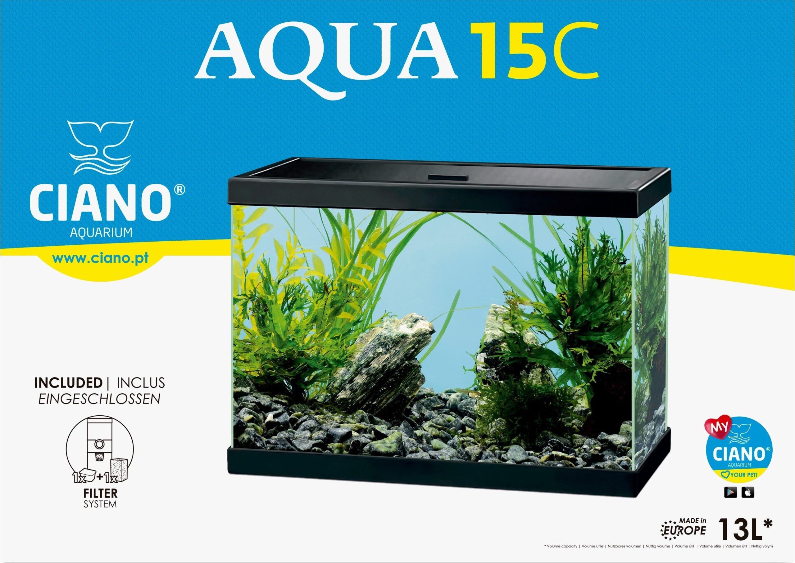Ciano - Aquarium Aqua 15C Noir pour Poissons - 13L