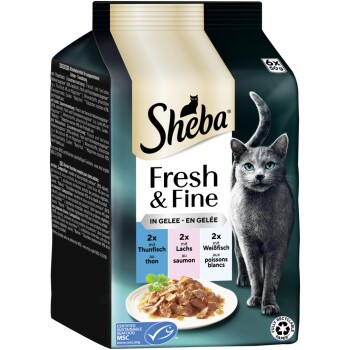 Sheba Multipack Délices du jour 36 x 50 g en gelée Thon, saumon et poisson blanc