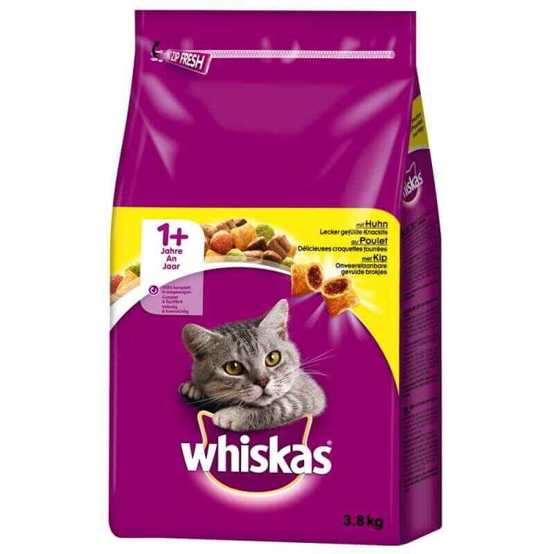 Whiskas - Croquettes +1 au Poulet pour Chat - 3,8Kg