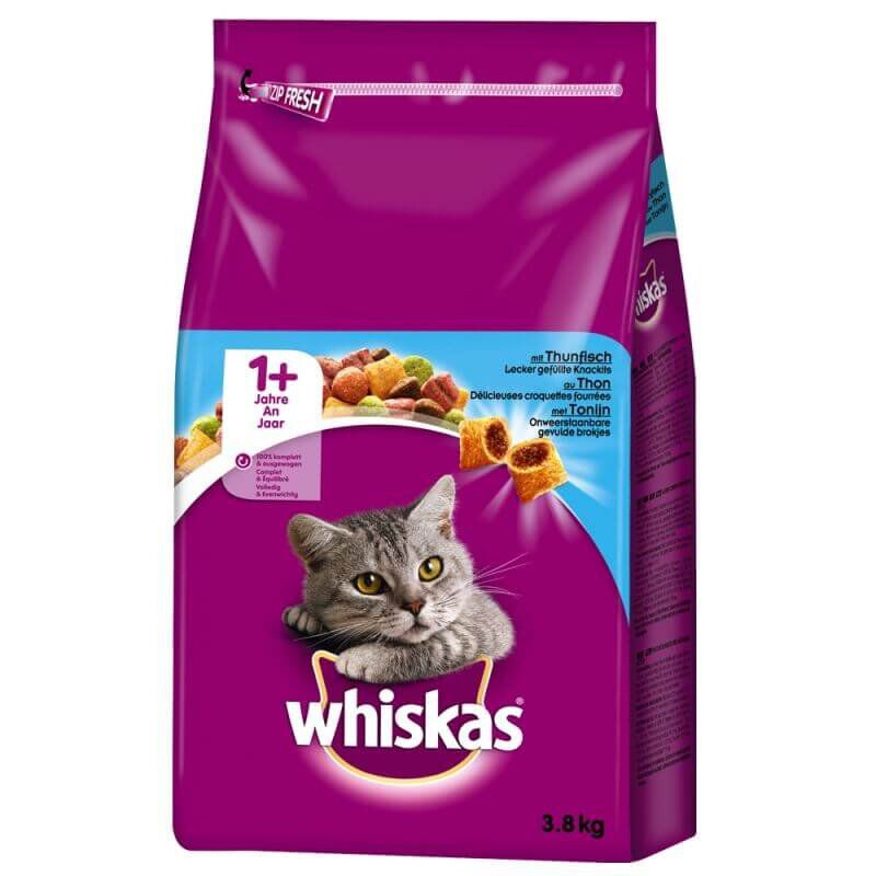 Whiskas - Croquettes +1 au Thon pour Chat - 3,8Kg
