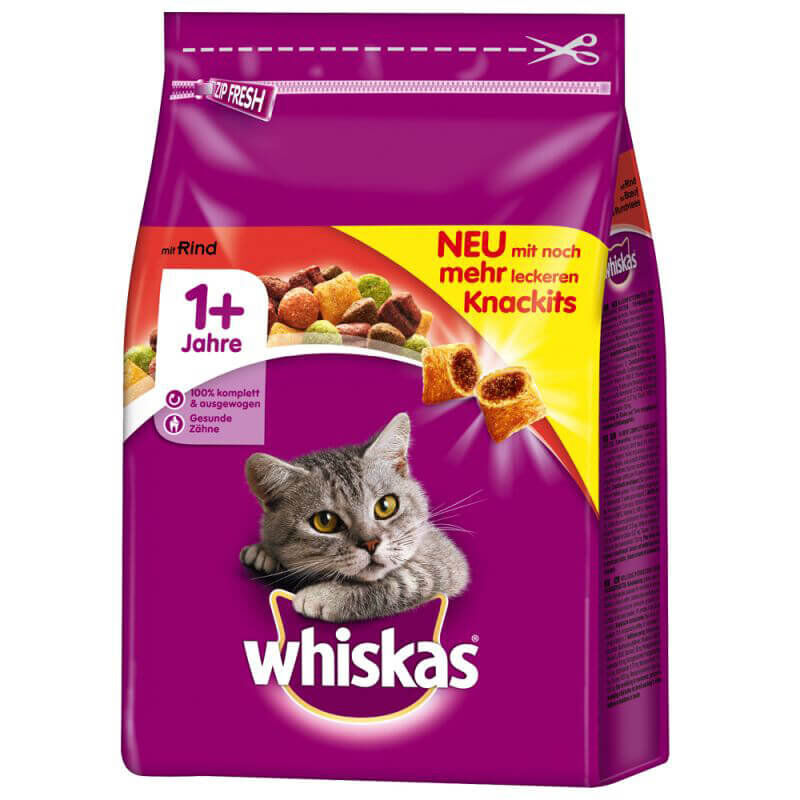 Whiskas - Croquettes +1 au Bœuf pour Chat - 3,8Kg
