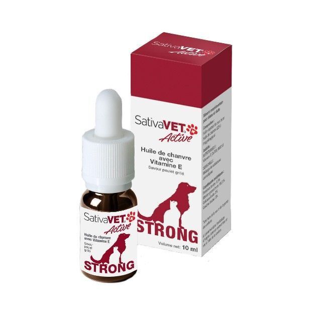 TVM - Huile de Chanvre SativaVET Active Strong pour Chiens et Chats - 10ml