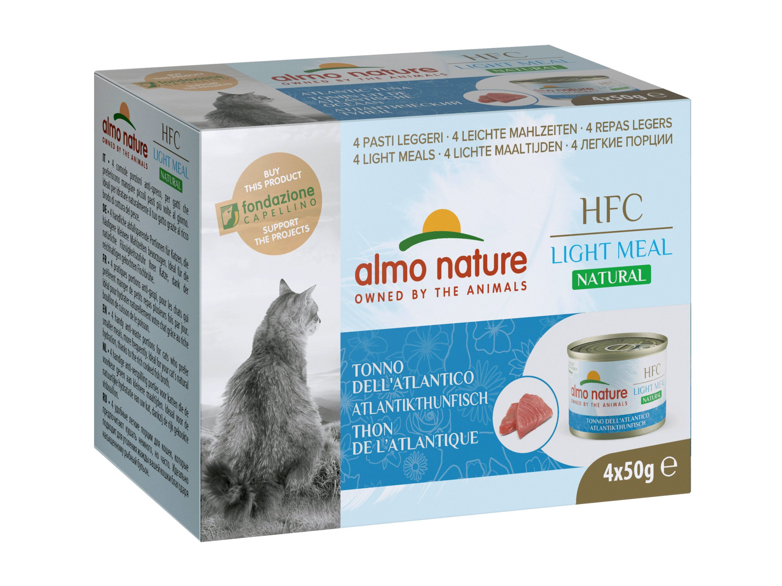 Almo Nature - Boîtes Patée Light Meal au Thon de l'Atlantique pour Chat - 4x50g