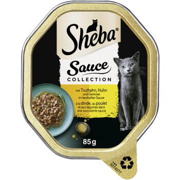 Sheba Sauce Collection 22 x 85 g Poulet, dinde et complément de légumes, En sauce