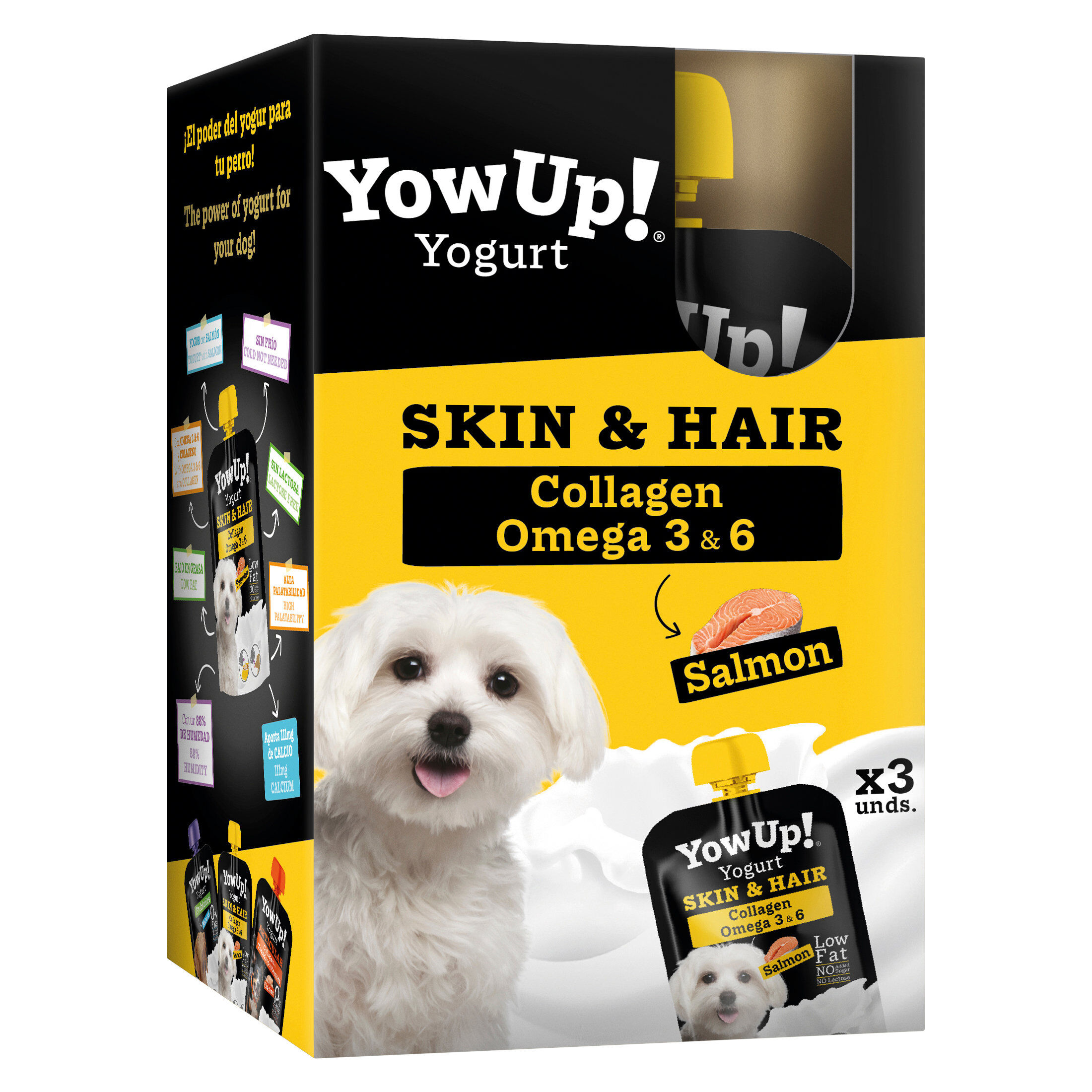 Yowup - Yaourt Skin & Hair au Saumon pour Chiens - 3x115g