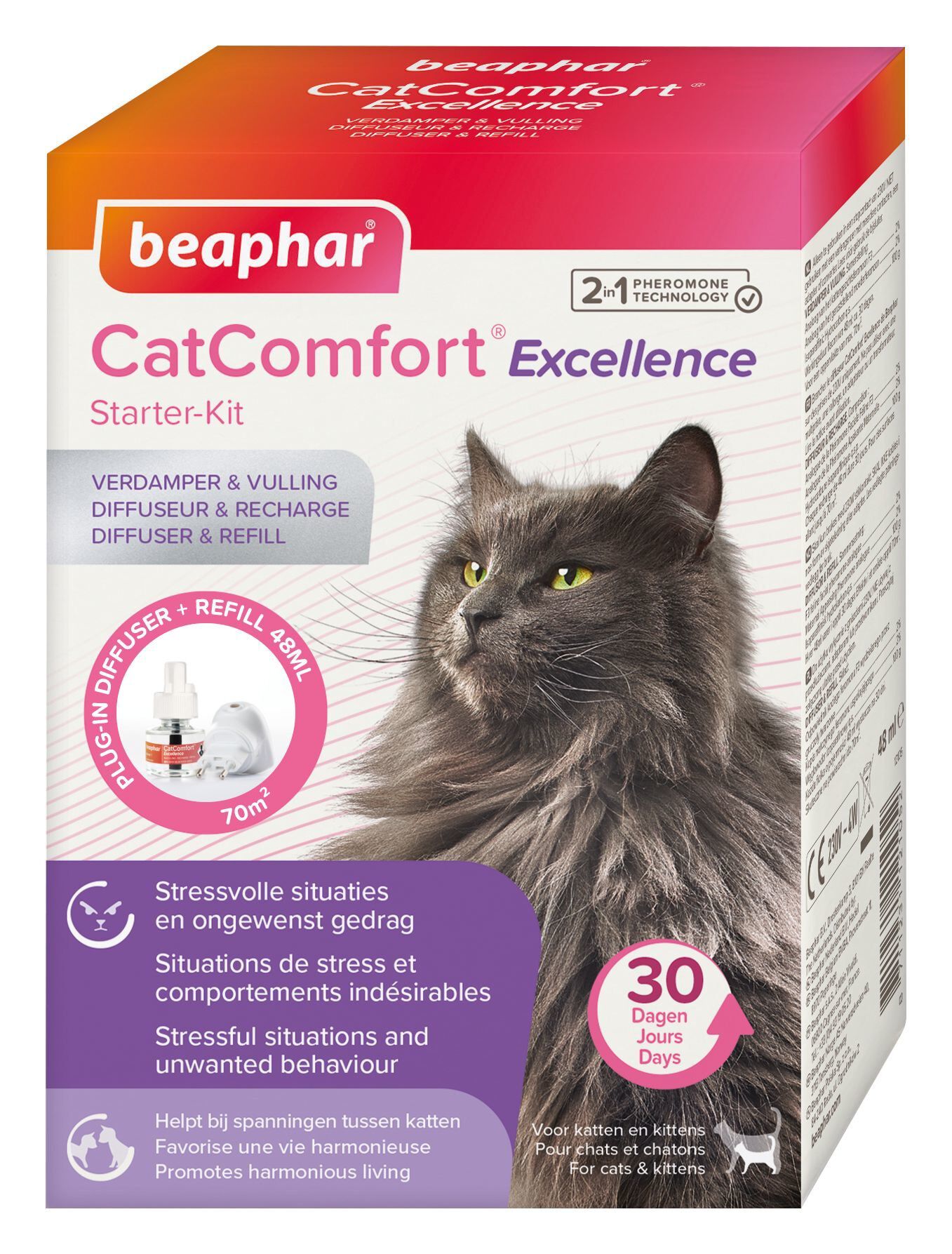 Beaphar - Diffuseur + Recharge aux Phéromones CatComfort pour Chat - 48ml