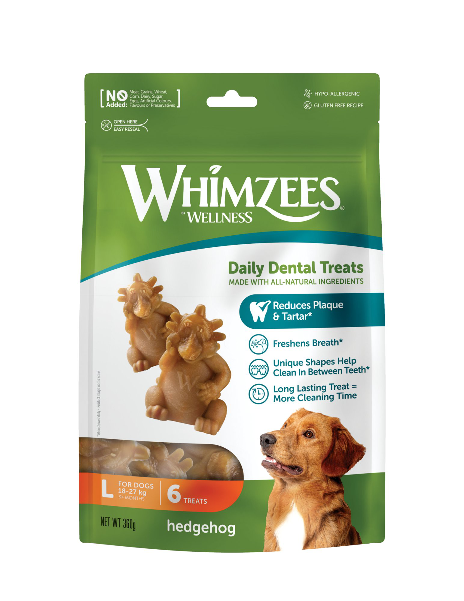 Whimzees - Friandises Hedgehog L Daily Dental Treats Pour Chiens - 360g