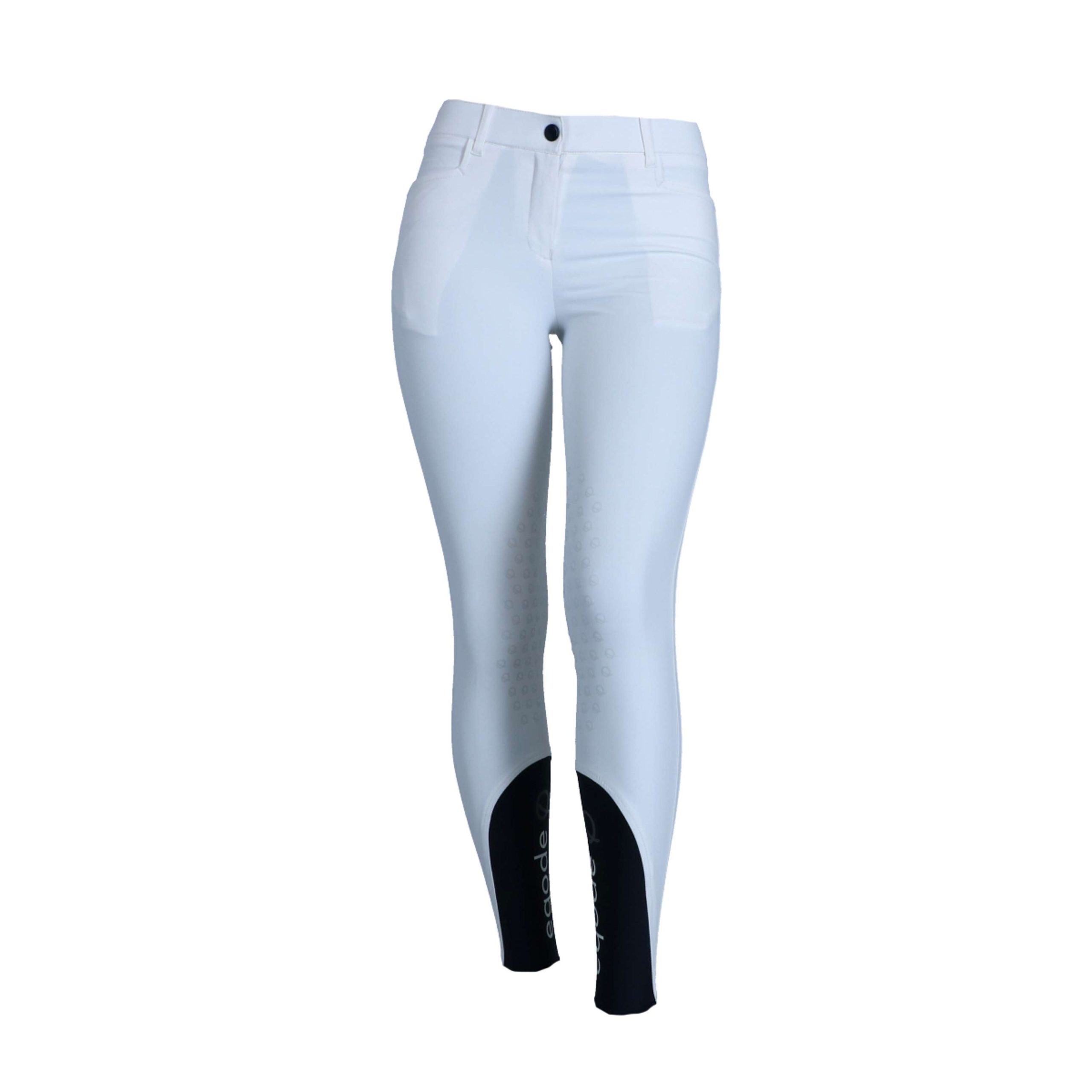 EQODE by Equiline Pantalon d'Équitation Donna Prise de Genou Blanc
