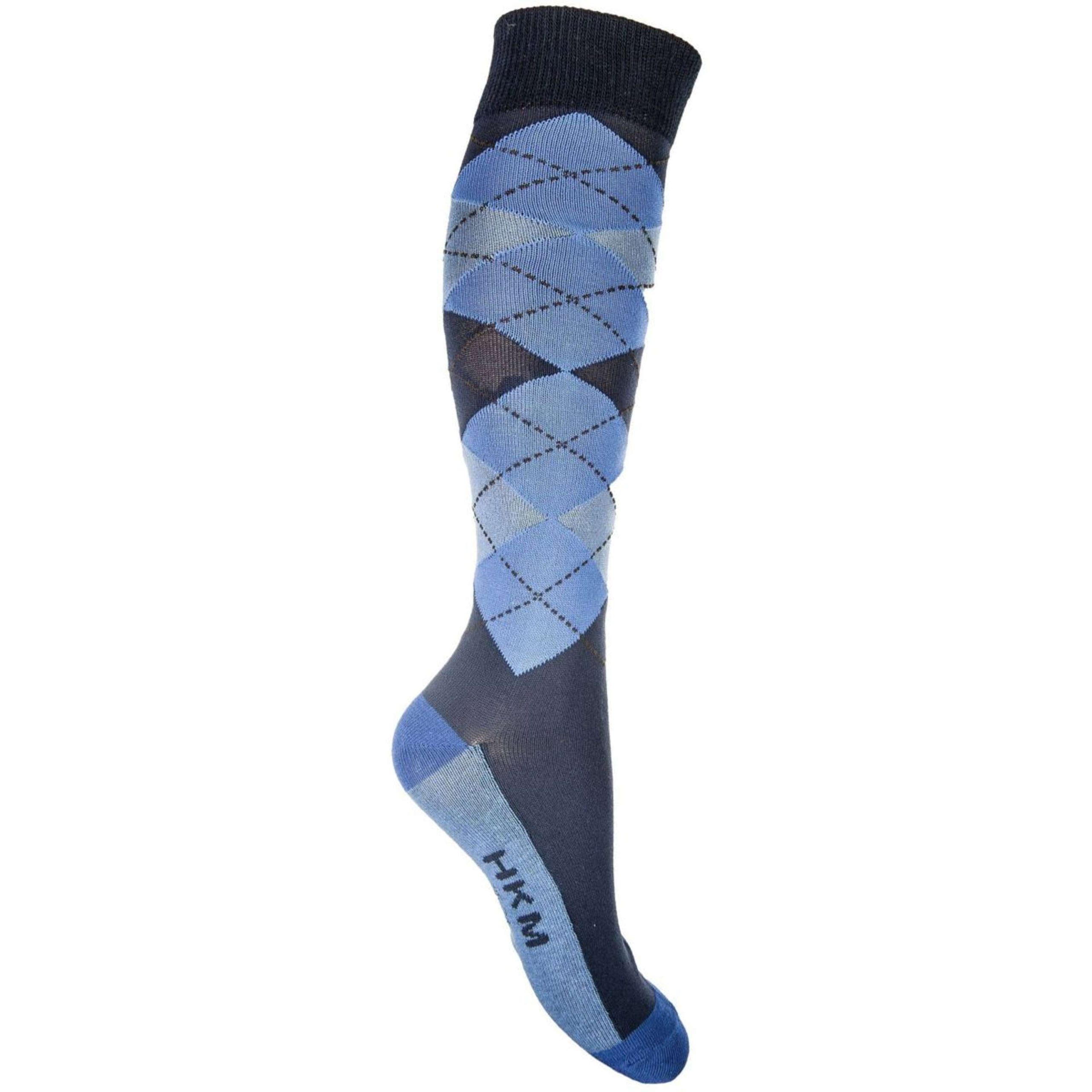 HKM Chaussettes Check Classico Bleu foncé/Middle Blue