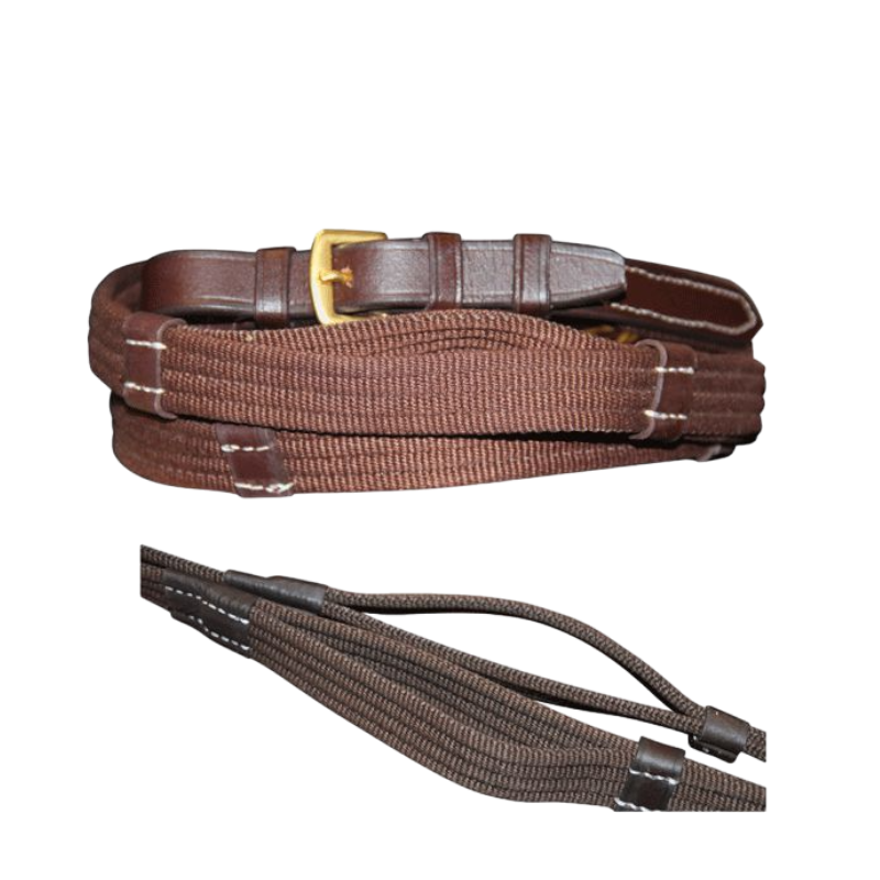 Canter - Rênes de cheval tissu à poignées 19mm Marron