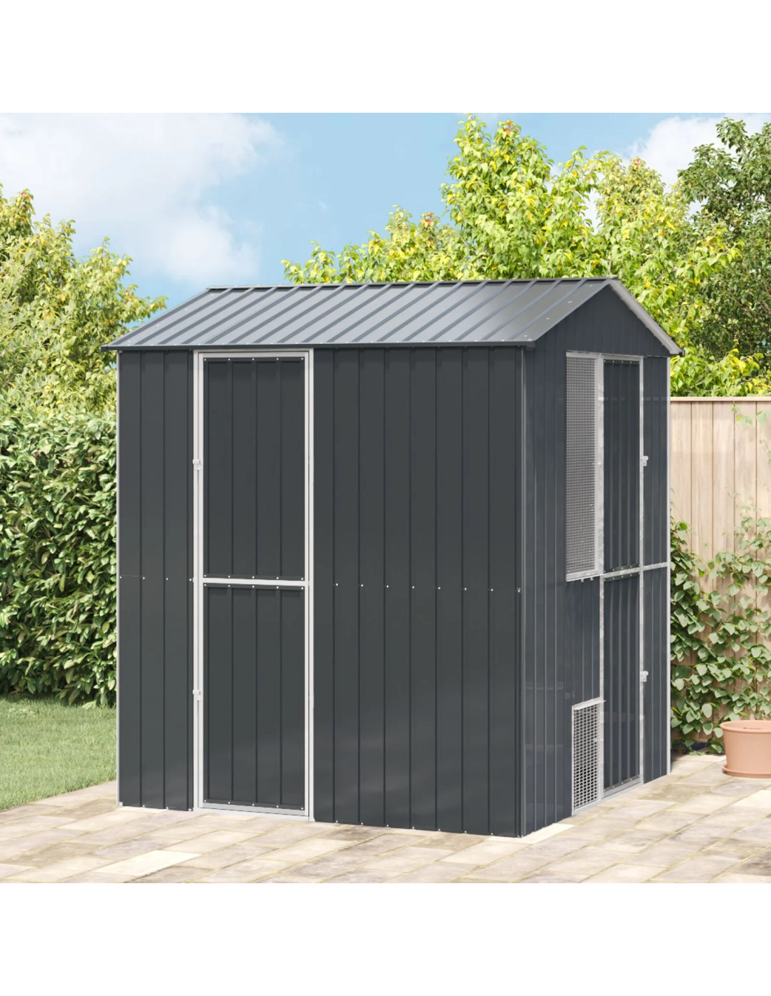 Abri Volière Oiseaux de Jardin Anthracite 210 x 215 x 247 cm Acier