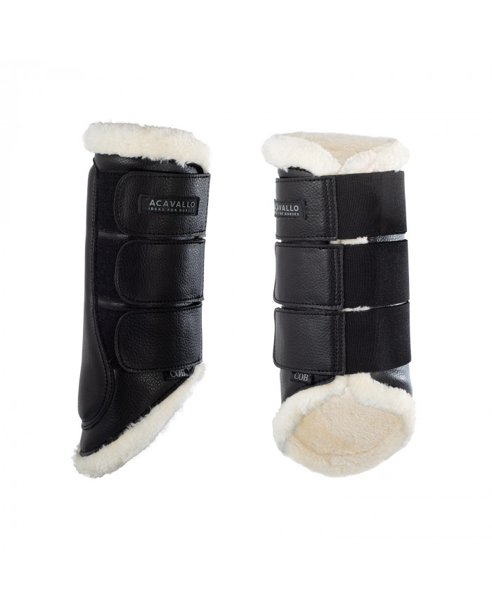 Acavallo Eco cuir Hind Brossage Horse Boots Avec Triple Velcro Fasten