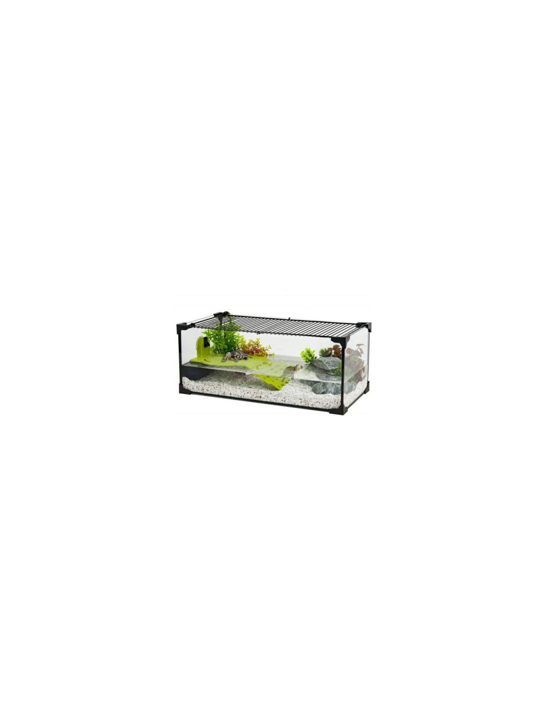 Aquaterrarium noir 50 cm équipé aquarium tortue d'eau