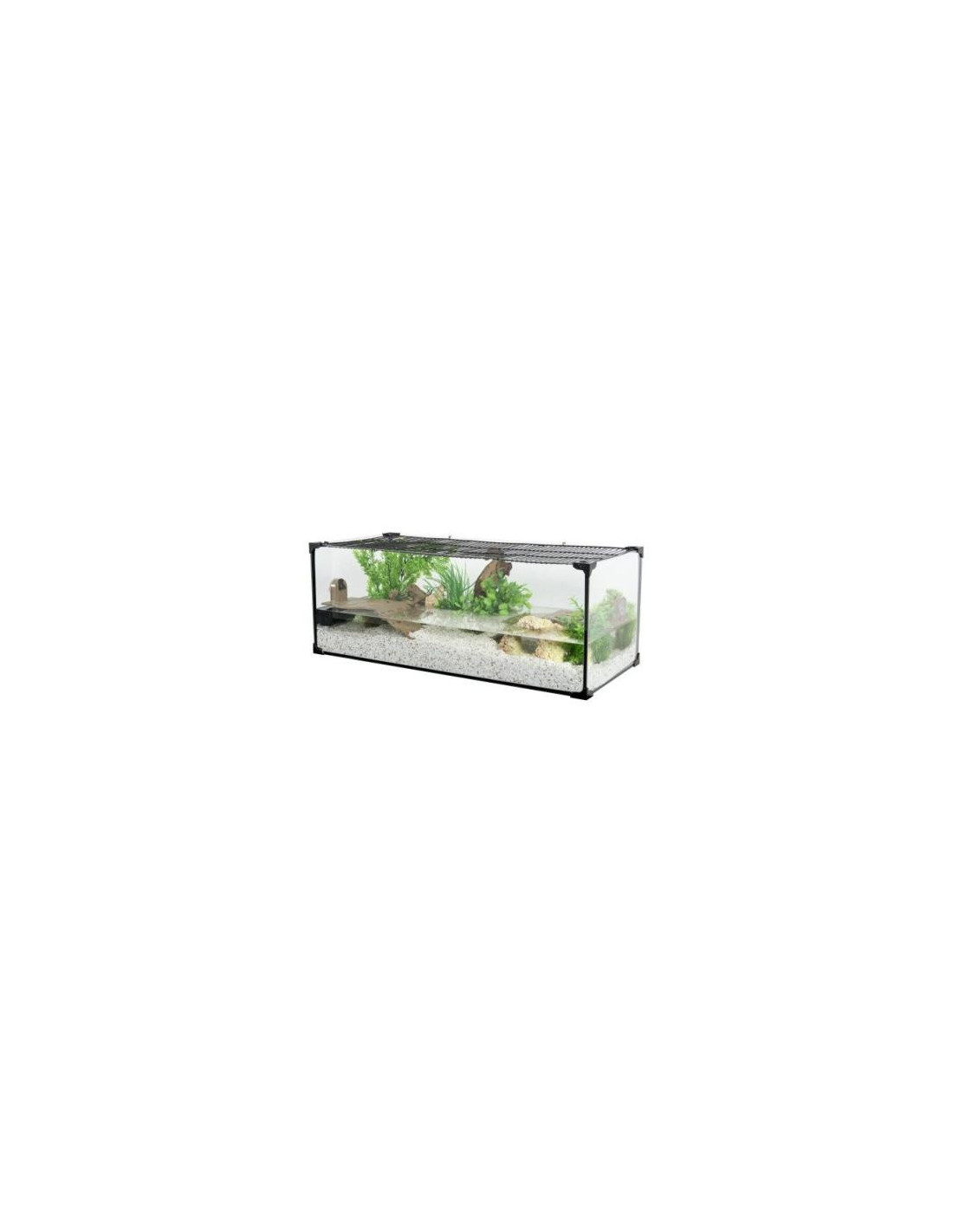 Aquaterrarium noir 80 cm équipé aquarium tortue d'eau