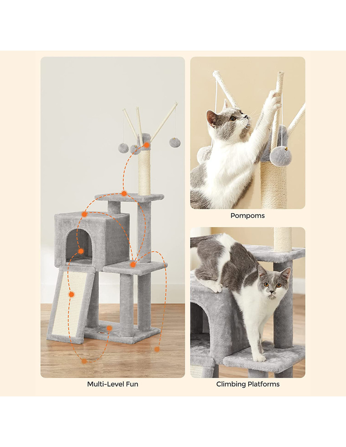 Arbre à chat 118 cm gris clair