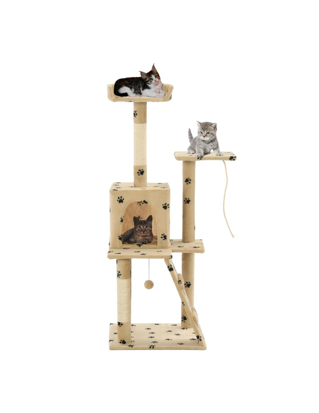 Arbre à Chat 120 cm Beige avec Griffoirs Sisal