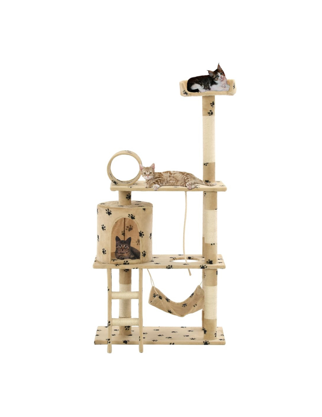 Arbre à Chat 140cm Beige avec Griffoir en Sisal