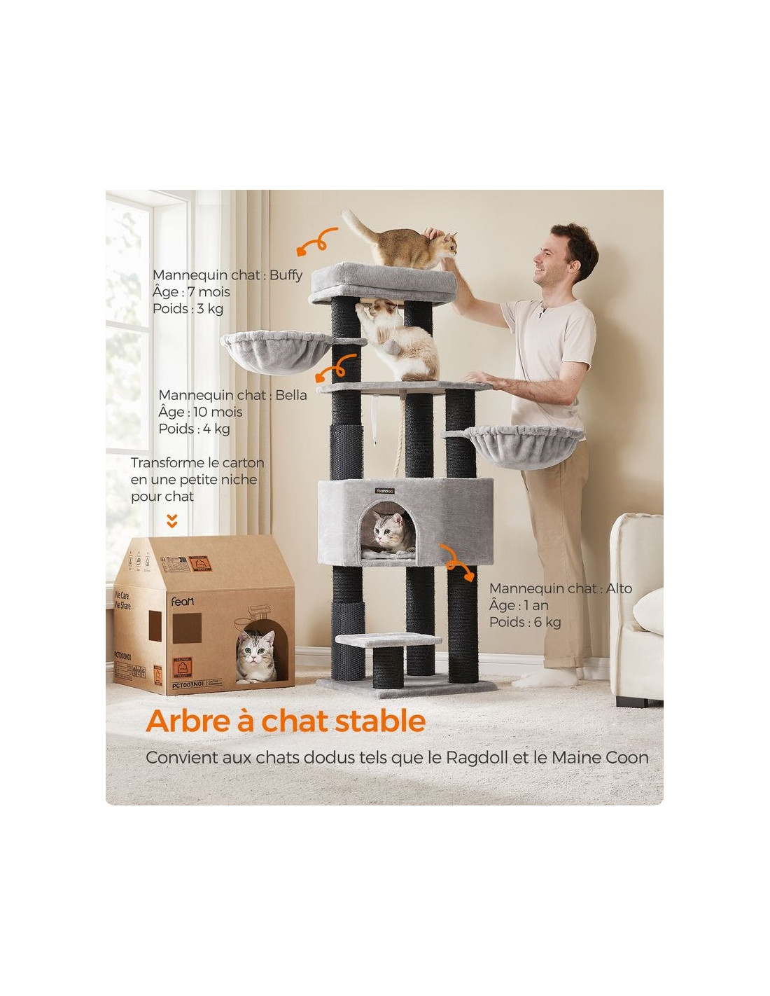 Arbre à Chat 160 cm Gris Tourterelle Noir Poteaux à Griffer Niche Hamacs Plateformes Corde en Sisal