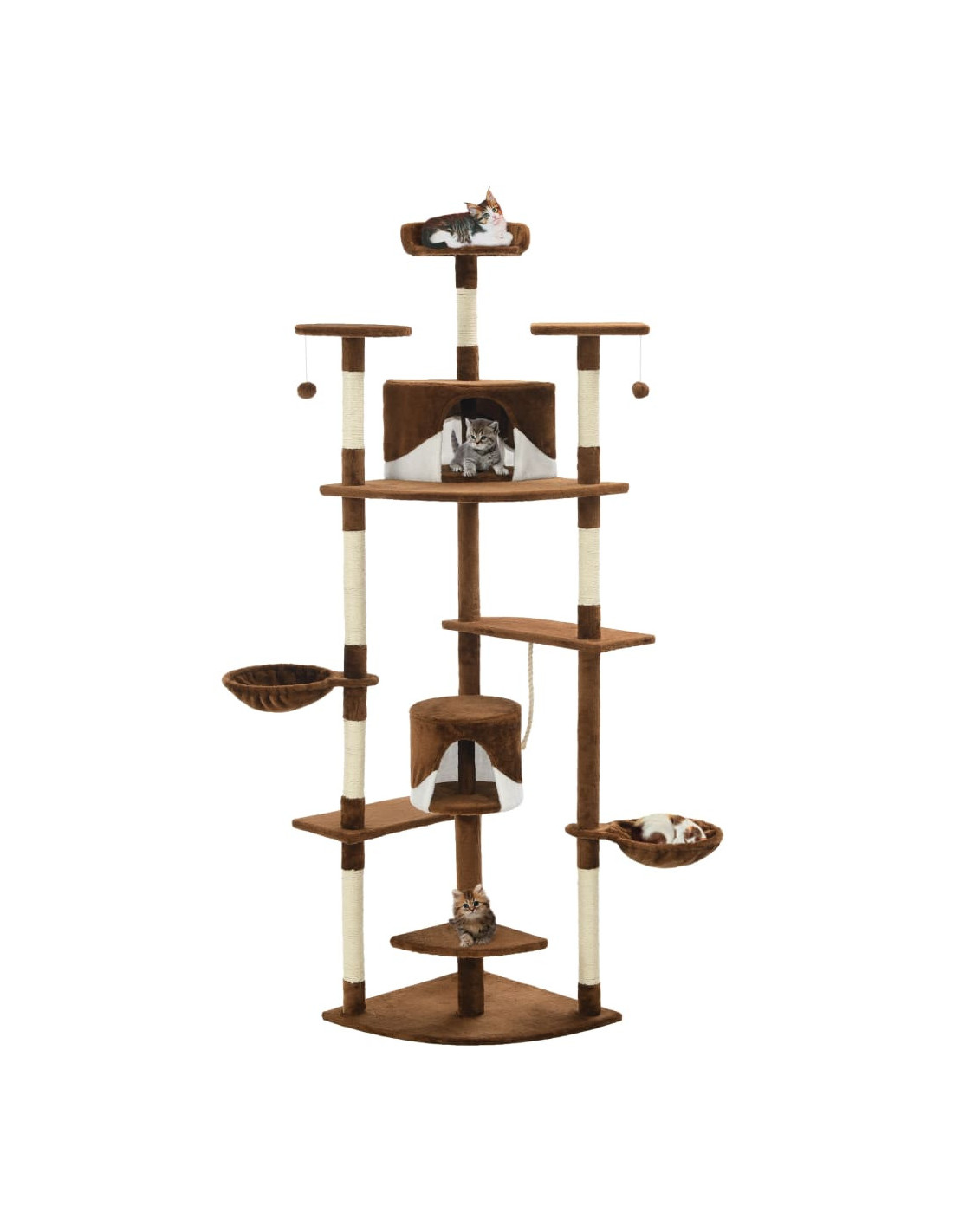 Arbre à Chat 203 cm Marron et Blanc avec Griffoirs