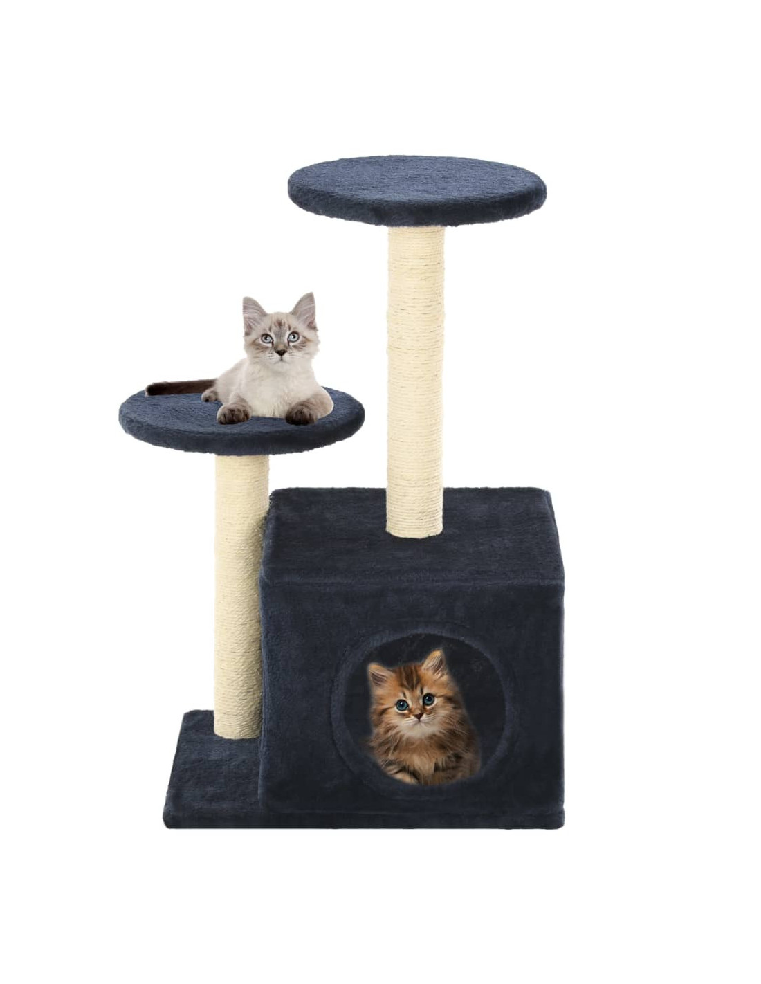 Arbre à Chat 60cm avec Griffoirs en Sisal Bleu Foncé