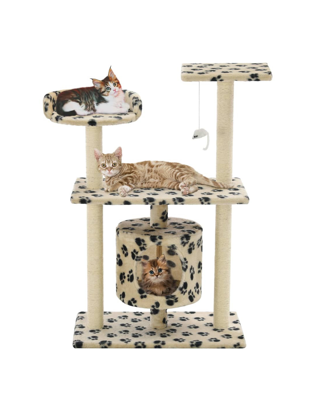 Arbre à Chat 95 cm Beige avec Griffoir en Sisal