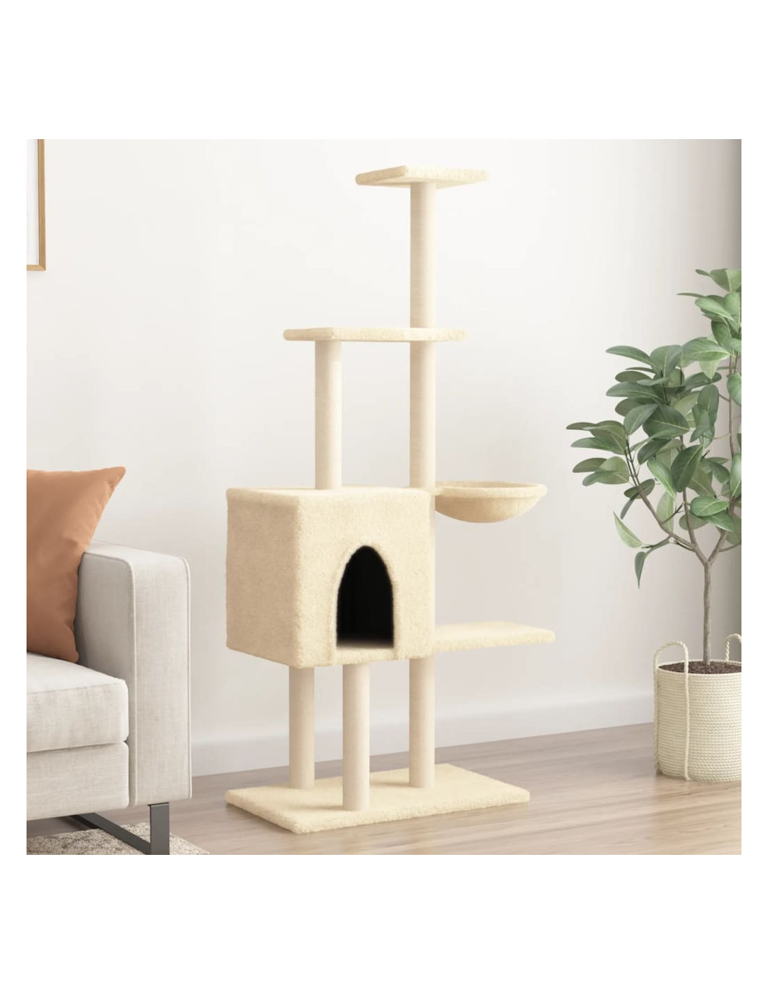 Arbre à Chat avec Griffoirs en Sisal 145 cm Crème