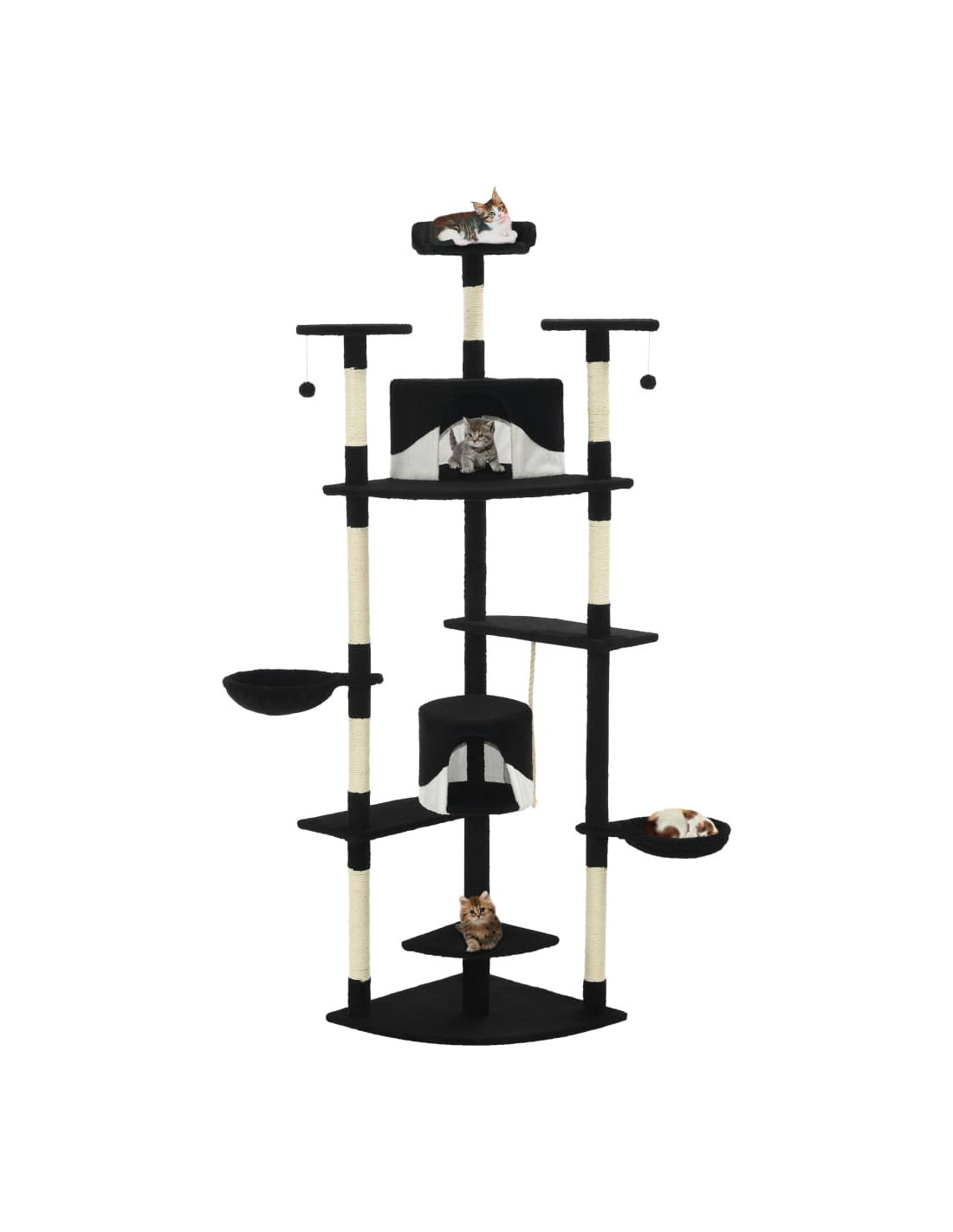 Arbre à Chat avec Griffoirs en Sisal 203 cm Noir et Blanc